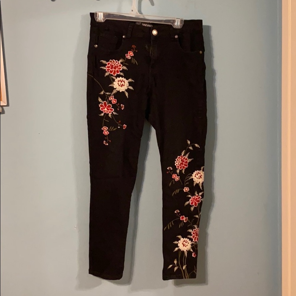 Embroidered Black Pants